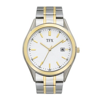 Bulova TFX Mens Two-Tone Stainless-Steel Watch, White Dial